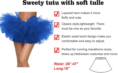 Vista 2 de Simplicity - Falda tipo tutú clásica de 5 capas para mujer