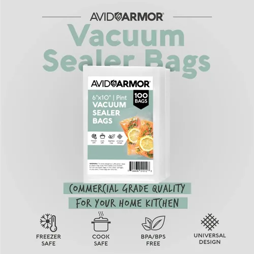 Vista 2 de Avid Armor bolsas comerciales para envasar al vacío, libres de BPA, ideales para Sous Vide. Paquete de 100 unidades., Transparente