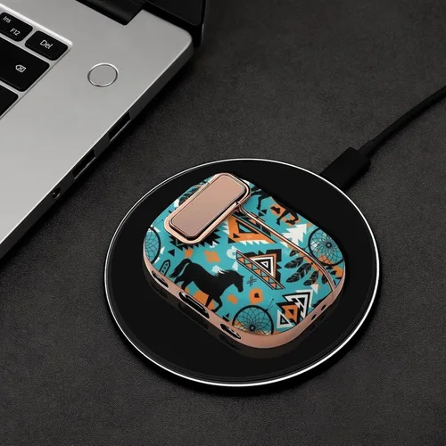 Vista 4 de Soft Plastic Protective Cover Compatible with Airpods Pro 2 Wireless Charging Case Dream Catcher Western Southwest Aztec Horse Art, Accessories for