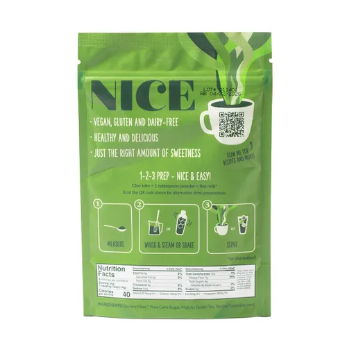 Vista 2 de Two Leaves and a Bud Nice Matcha Latte Blend, polvo de té verde matcha japonés, 2 bolsas resellables, 7.90 oz