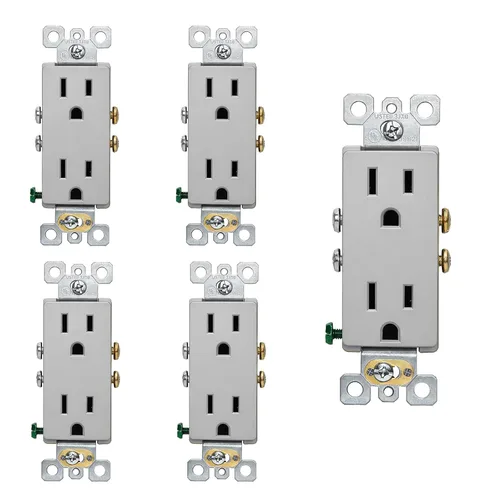 Vista 27 de ELEGRP Receptáculo Decorativo, tomacorriente de pared eléctrico estándar de 15A 125V, sin TR, 2 polos 3 cables, grado residencial con conexión a