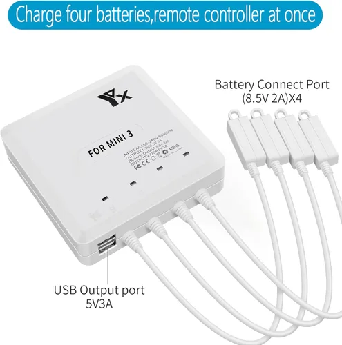 Vista 2 de Hanatora Fast Battery Charger for DJI Mini 4 Pro, Mini 3 Pro Drone - 6 in 1 Rapid Multi Parallel Charging Hub Accessories