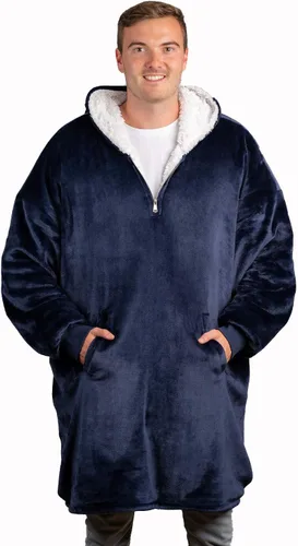 Vista 10 de trekki Sudadera con capucha de gran tamaño, manta con capucha para hombres y mujeres con cremallera, cómoda manta de forro polar con capucha