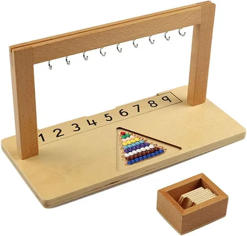 Vista 6 de Montessori - Percha para escaleras de cuentas de color con cuentas/percha de cuentas para adolescentes con cuentas, material de aprendizaje