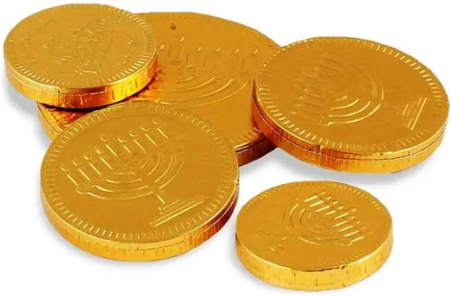 Vista 2 de Kit completo de Menorá de Janucá Menorá tradicional de velas - Plata satinada, 44 velas de Janucá, 4 dreideles, guía de Janucá, bolsa de gelt