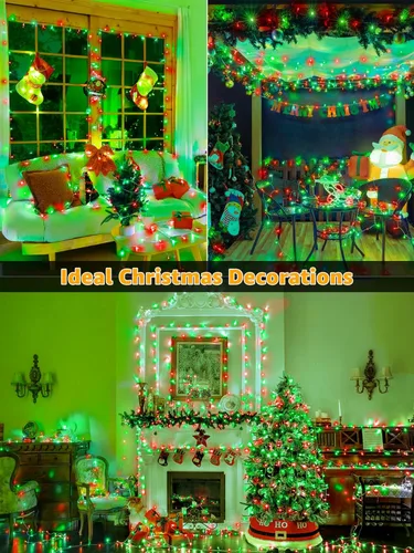 Vista 8 de Guhope - Luces de Navidad 600 LED de 98 pies, luces de cadena impermeables para exteriores con control remoto y temporizador, 8 modos de luces