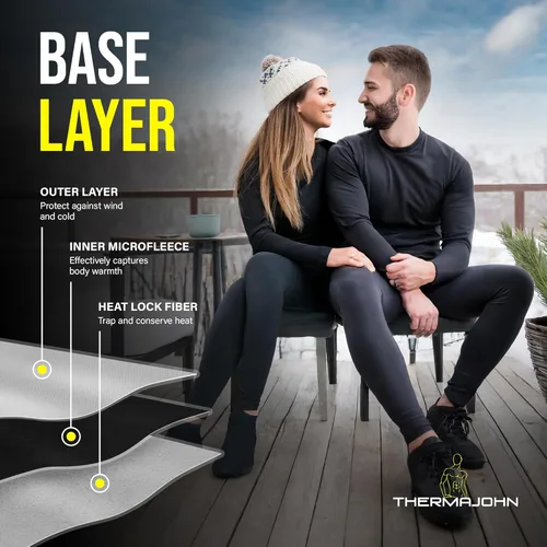 Vista 3 de Thermajohn Long Johns Thermal Underwear for Men Fleece Lined Base Layer Set for Cold Weather