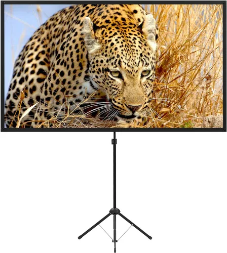 Vista 11 de Pantalla de proyector con soporte, pantalla de proyector portátil y soporte, 60 pulgadas 16:9, pantalla de proyección al aire libre, marco