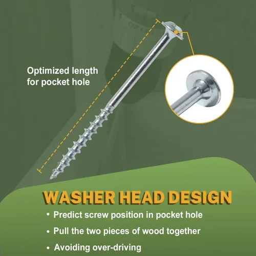 Vista 5 de LIONMAX Tornillos para agujeros de bolsillo de 1-1/4 pulgadas, 100 piezas Tornillo interior para bolsillo #8 x 1-1/4", rosca gruesa, accionamiento