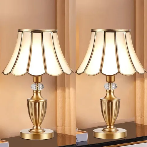 Vista 8 de Desk Lamp Reading Light Brass Bedside Lamp Retro Study Glass Shade Table Lamp Home Decor Bedside Counter Lamp Desk Lamps for Home Office