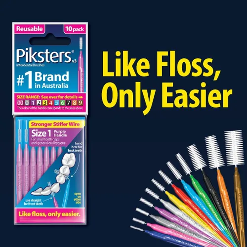 Vista 7 de Piksters Cepillos interdentales, paquete de 35, tamaño 0, cepillo de dientes interdental para espacios muy estrechos, cerdas suaves para encías