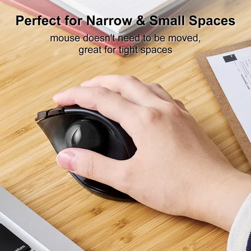 Vista 6 de ELECOM EX-G Ratón de Trackball, inalámbrico de 2.4 GHz, control de pulgar, diseño ergonómico esculpido, función de 6 botones con seguimiento suave
