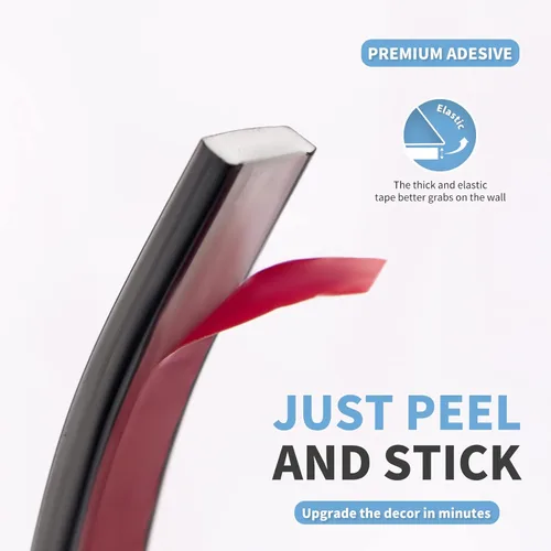 Vista 7 de Art3d Moldura de vinilo flexible de 30 pies para despegar y pegar para bordes de azulejos de pared, salpicaduras de cocina, marco de espejo en negro