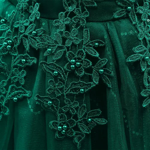 Vista 7 de Weileenice Vestido de dama de honor de encaje para niñas grandes, vestido de baile de boda, vestido de princesa para niños pequeños