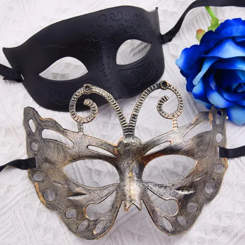 Vista 4 de FEQO 48 piezas máscaras de mascarada, máscaras antiguas vintage, máscaras venecianas