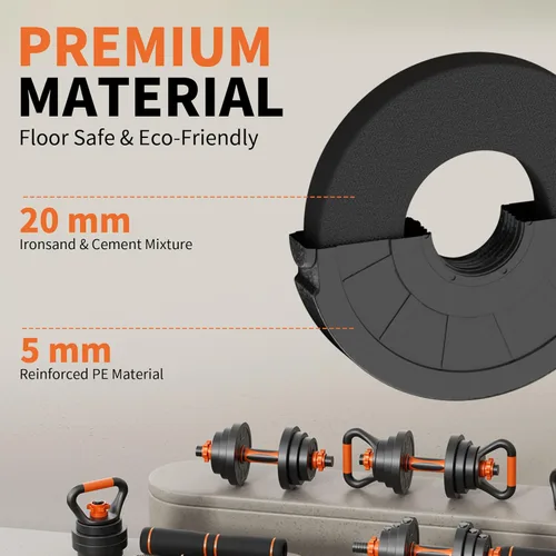 Vista 5 de VTORY Juego de mancuernas de peso ajustable, 20/70/90 libras, juego de pesas libres con conector, juego de mancuernas 4 en 1 utilizado como barra