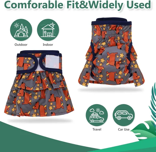 Vista 5 de Pañales lavables y reutilizables para perras, paquete de 3 pañales altamente absorbentes para perros en celo, pañales para perritos hembras, talla M