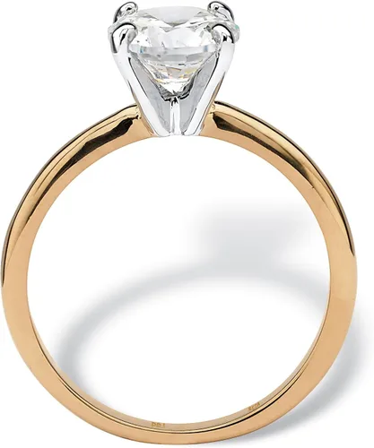 Vista 2 de Palm Beach Jewelry - Anillo de compromiso solitario redondo bañado en oro amarillo de 2.00 quilates con zirconia cúbica