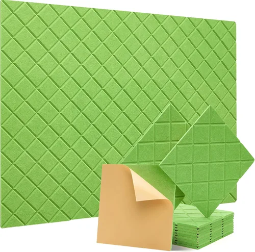 Vista 11 de Kuchoow - Paneles de pared insonorizados, paneles acústicos absorbentes de sonido de alta densidad, paquete de 12 paneles autoadhesivos a prueba