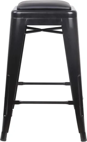 Vista 187 de GIA Taburete de mostrador sin respaldo de 24 pulgadas, cantidad de 4, bronce con asiento de madera clara