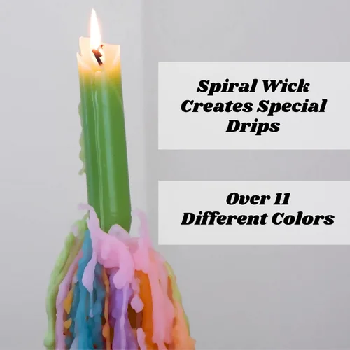 Vista 3 de Candlestock Hippie Drippy - Velas de goteo – Paquete de 11 velas cónicas de goteo – Velas de fusión de botella de vino (1 de cada color)