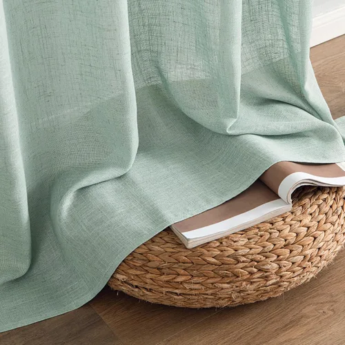Vista 6 de MIULEE Cortinas de Lino Aqua de 72 Pulgadas de Largo para Dormitorio y Sala de Estar, Cortinas de Ventana con Textura de Lino Suave y Grueso, Semi