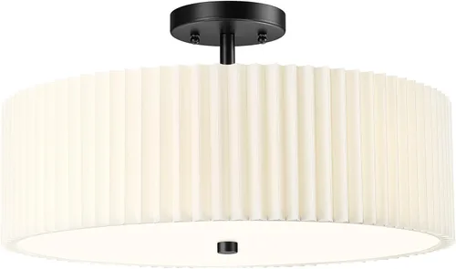 Vista 10 de Oro Lámparas de Techo de Montaje Semiempotrado, Lámparas de Techo de 6 Luces de 18 Pulgadas con Soporte de Tela en Forma de Flor, Iluminación