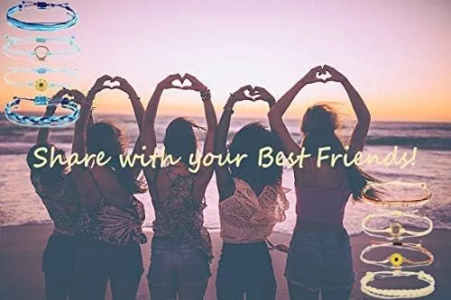 Vista 8 de Long tiantian Pulseras de verano para la playa con ondas de surfista para adolescentes y niñas, ajustables, hechas a mano, impermeables, bonitas