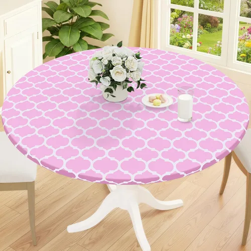 Vista 23 de Smiry Mantel redondo de pícnic, fundas de mesa elásticas impermeables para mesas de 18 a 24 pulgadas, manteles de vinilo con parte trasera