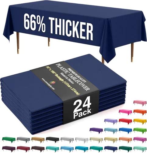 Vista 27 de Exquisite 66% Thicker Premium Plastic Table Cloth Rectangle Table Cover 0.5 Mil 6 Pack Aqua Table Cloth 54 Inch x 108 Inch Disposable Tablecloth