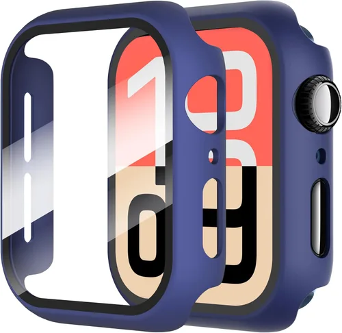 Vista 32 de Diruite Juego de 2 fundas para Apple Watch Series 3/2/1 de 38mm, protector de pantalla de vidrio templado ultradelgado de todo alrededor para iWatch