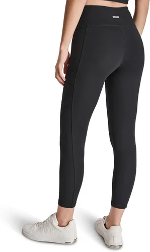 Vista 6 de DKNY Leggings de compresión de cintura alta 7/8 con bolsillo tipo cargo para mujer Negro