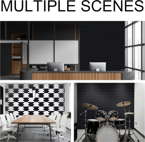 Vista 6 de WoveN SounD Paneles de pared acústicos de ladrillo, visuales sin costuras, alta densidad, decoración de pared a prueba de sonido, azulejos de pared