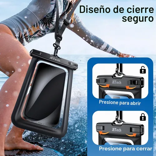 Vista 6 de JETech IPX8 Bolsa impermeable para teléfono, bolsa seca, negro+negro, paquete de 2