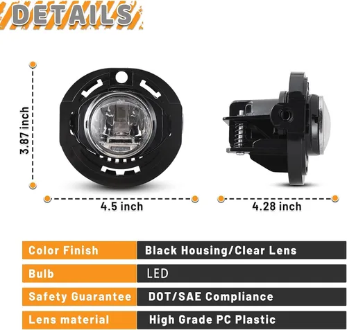Vista 2 de AUTOWIKI Conjunto de luces antiniebla LED para Jeep Grand Cherokee 2014-2016 / DODGE CHARGER 2015-2019 / Chrysler 300 2015-2019/Chrysler Pacífica