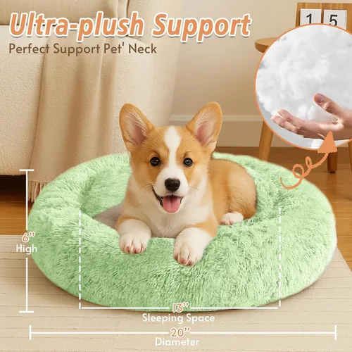 Vista 256 de JOLLYVOGUE Cama Calmante para Perros Pequeños - Cama para Perros Pequeños en Forma de Dona Lavable de 23 Pulgadas para Gatitos y Cachorros, Camas
