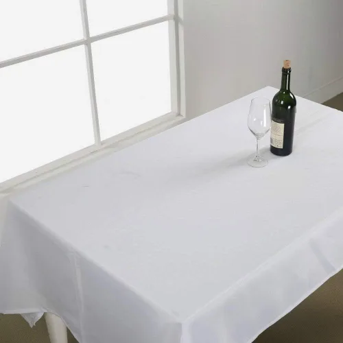 Vista 6 de Mantel blanco, mantel de mesa, 100% algodón, lavable a máquina, 55 x 70 pulgadas