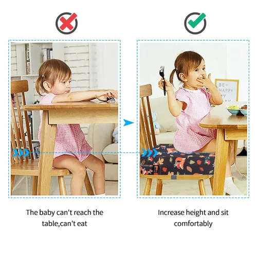 Vista 27 de Asiento elevado para mesa de comedor, soporte más fuerte, doble correas seguras, asiento elevador para silla de cocina, parte inferior