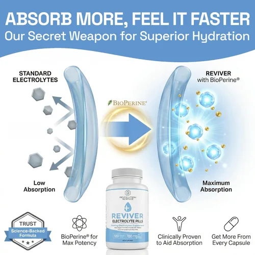 Vista 5 de REVIVER Píldoras de sal con electrolitos, 120 tabletas de sal para corredores, tabletas de sales de ayuno y tabletas de electrolitos en ayunas
