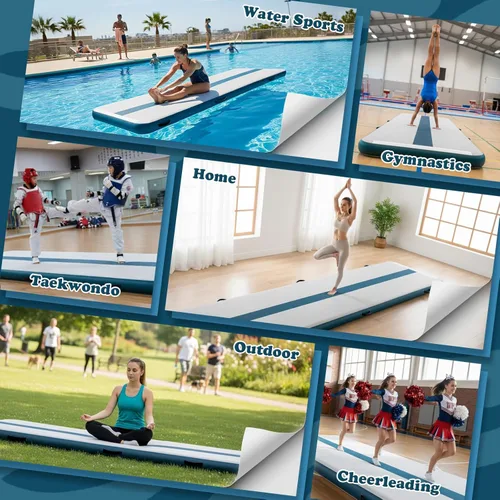 Vista 7 de Tuxedo Sailor Inflatable Gymnastics Mat with Electric Pump, Storage Bag, Repair Kit–Air Mat for Home Training, Cheerleading, Yoga