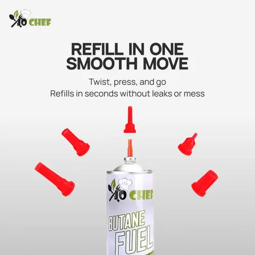 Vista 5 de Jo Chef - Recarga de butano, recarga de combustible para antorcha de butano, cartucho de recarga de líquido para mechero de gas, fluido para soplete
