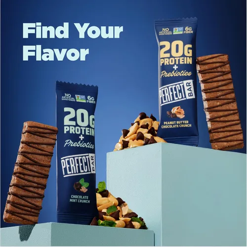 Vista 10 de Perfect Bar Protein + Prebiotics Barra de proteína de mantequilla de maní de chocolate, 0.71 onzas de proteína, suero alimentado con pasto, 0.21
