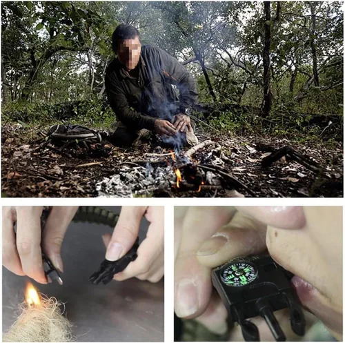 Vista 3 de MQQC Kissmi 10 Pack Paracord Bracelet Survival Gear with Compass, Fire Starter, Whistle and Emergency Knife,Best Wildness Survival -Kit for