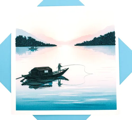 Alone With the Lake, Quilling Card 3D - Unique Dedicated Handmade, Design Greeting Card for Birthday, Valentine's Day, Mothers Day, Spring, Fathers