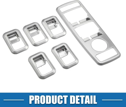 Vista 6 de Interruptor de ventana eléctrica para automóvil, bisel para Mercedes Benz a B C E GLE GLA CLA GLK Clase ABS tono plateado (juego de 1)
