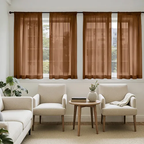 Vista 57 de MIULEE Cortinas traslúcidas marrón oscuro de 96 pulgadas de largo, 4