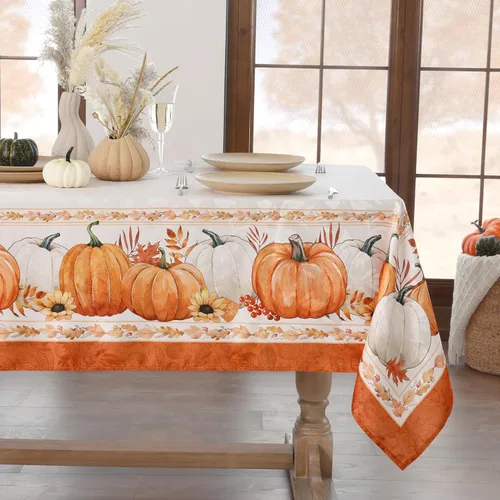 Vista 8 de Softalker Mantel Rectangular de Jacquard de Navidad, Mantel Impermeable Vintage de Invierno con Acebo, Cubierta de Mesa de Tela Estilo Granja
