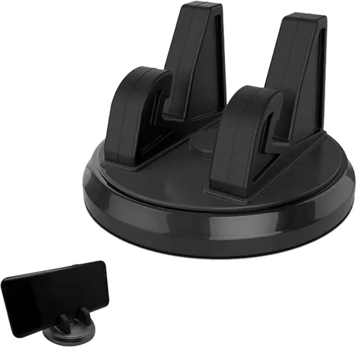1 soporte para teléfono móvil para tablero de automóvil, giratorio 360°, antideslizante, consola central, soporte de navegación de escritorio, Negro