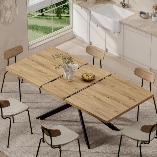 Vista 11 de Mesa de comedor extensible para mesa de cocina de 4, 6, 8,55 a 70 pulgadas, color negro