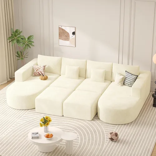 Vista 33 de Sofá cama modular, sofás de nube convertibles para sala de estar, 2 tumbonas de pana sin hueso, sofá cama de gran tamaño para dormitorio,